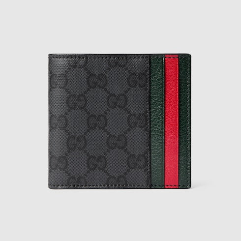 Bi-fold wallet with Web card slots - black GG canvas