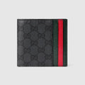 Bi-fold wallet with Web card slots - black GG canvas