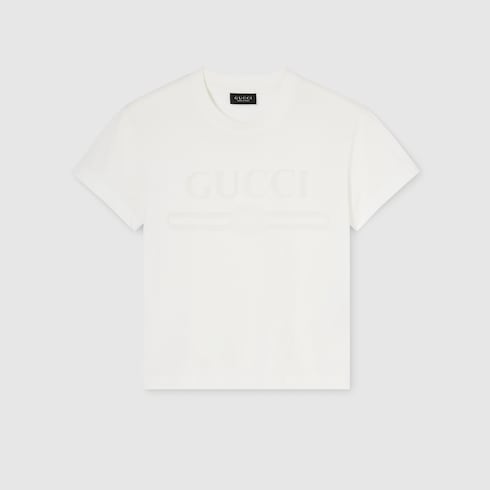 Cotton jersey T-shirt with devoré detail - white