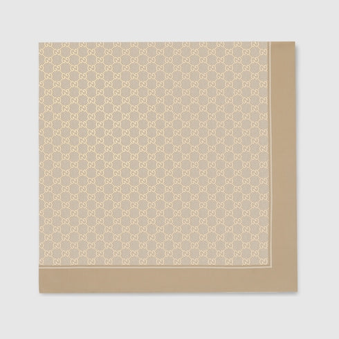 Laminated printed silk twill carré - white