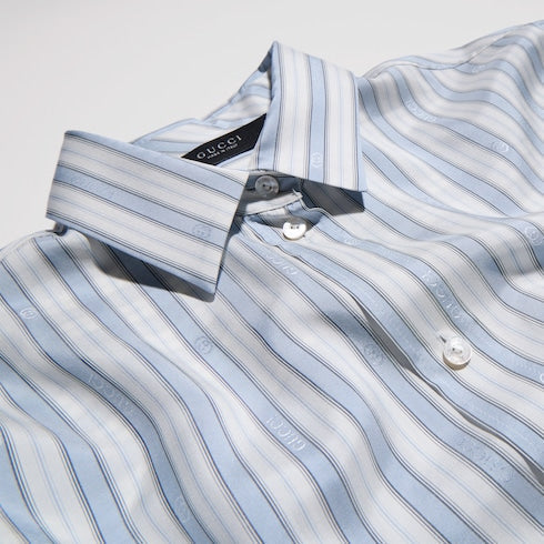 Gucci Interlocking G silk jacquard shirt - white and light blue