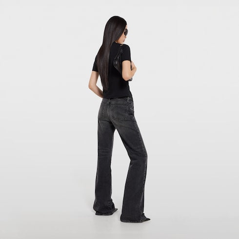 Cotton denim pants with Horsebit - dark grey
