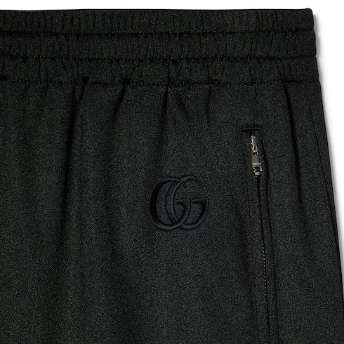 Jersey leisure pants with embroidery - black
