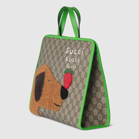 Children's printed GG tote bag - beige and brown GG Supreme