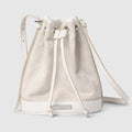 Mini bucket bag with Gucci plaque - ivory GG canvas