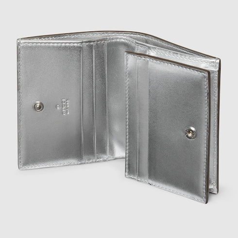 GG Marmont python small wallet - metallic silver