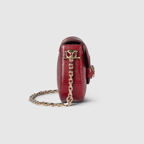 Gucci Horsebit 1955 lizard mini bag - Rosso Ancora red