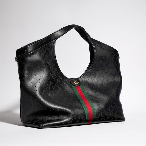 Gucci Giglio large tote bag - black GG leather