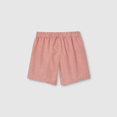 Children's printed nylon swim shorts - red and white