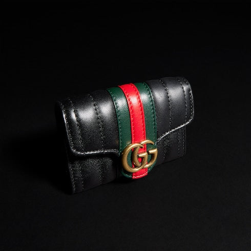 GG Marmont bi-fold card case - black leather
