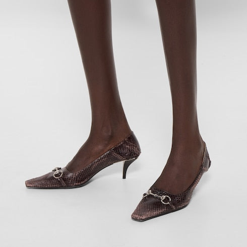 Women's Vittoria python pump - dark brown