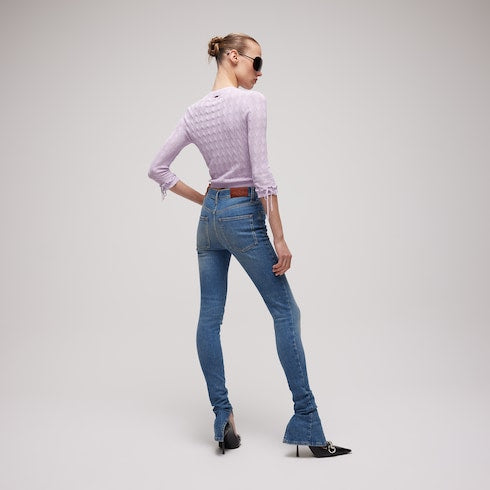 Braided cotton blend cardigan - lilac