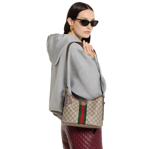 Ophidia small shoulder bag - beige & brown