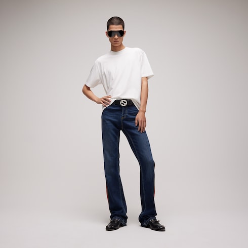 Cotton silk jersey T-shirt with embroidery - white