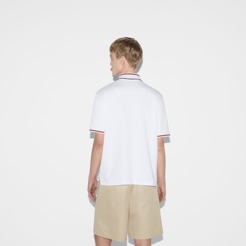 Cotton piquet polo shirt - white