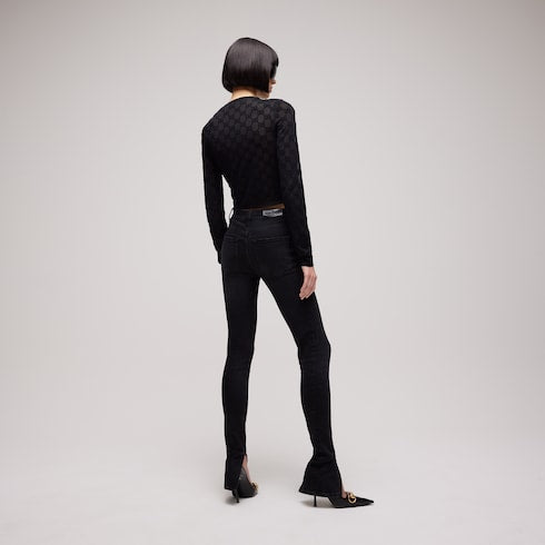 Fine crêpe viscose cardigan - black