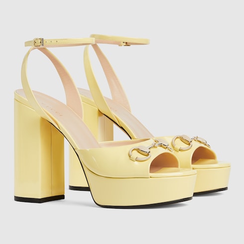 Women's Horsebit platform sandal - yellow patent leather