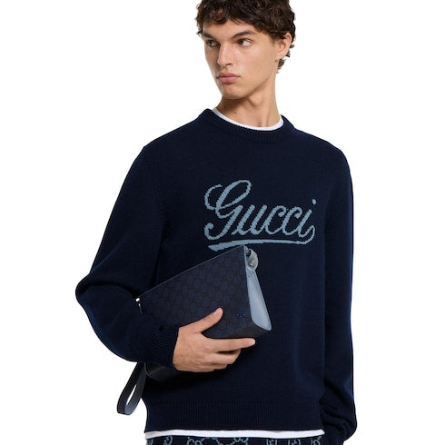 Dusty blue trim medium pouch - dark blue GG Supreme