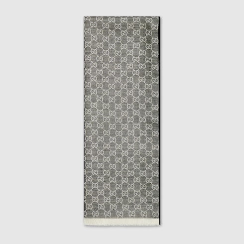 GG wool silk jacquard stole - white