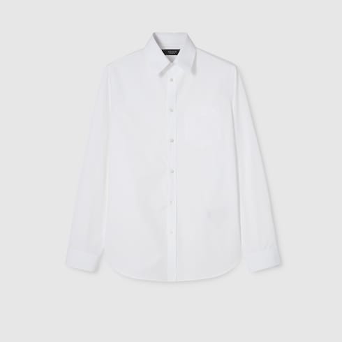 Cotton poplin shirt with embroidery - white