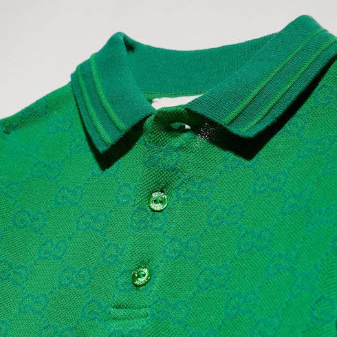 Baby GG cotton polo shirt - green and dark green