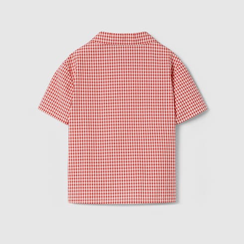 Children's gingham cotton shirt - red and white