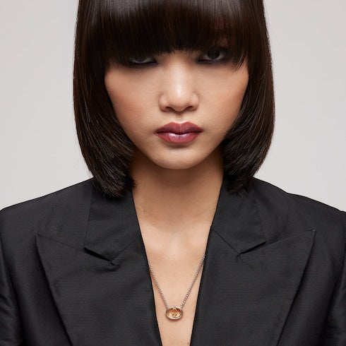 Gucci Interlocking pendant chain necklace - palladium-toned brass