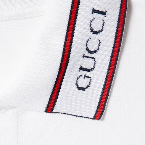 Cotton piquet polo shirt - white