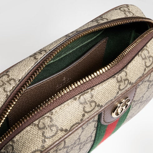 Ophidia small camera bag - beige and brown GG fabric