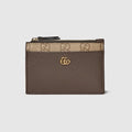 Bi-color GG Marmont zip key pouch - dark taupe leather