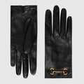 Leather gloves with Horsebit - black