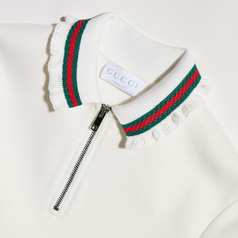 Children's jersey polo dress with Web - white