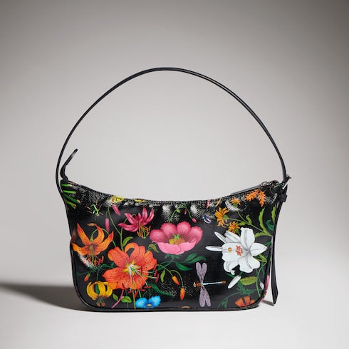 Lady Lunetta small shoulder bag - black and multicolor canvas