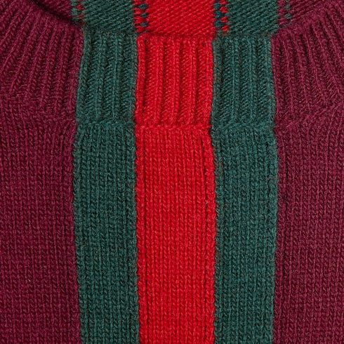 Knit wool sweater with Web intarsia - bordeaux