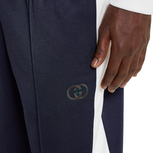 Technical jersey sportswear pants - blue and white