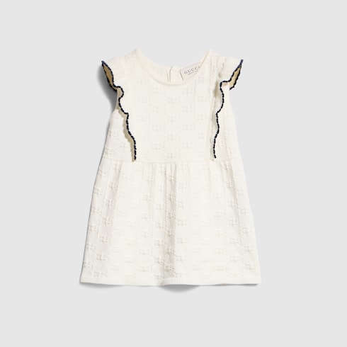 Baby GG cotton dress - ivory and navy