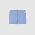 Children's gingham cotton shorts - light blue and white