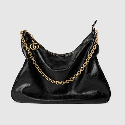 Lady Lunetta Chain medium shoulder bag - black GG leather