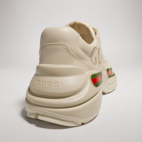 Women's Ivory Leather Rhyton Vintage Gucci Logo Sneaker