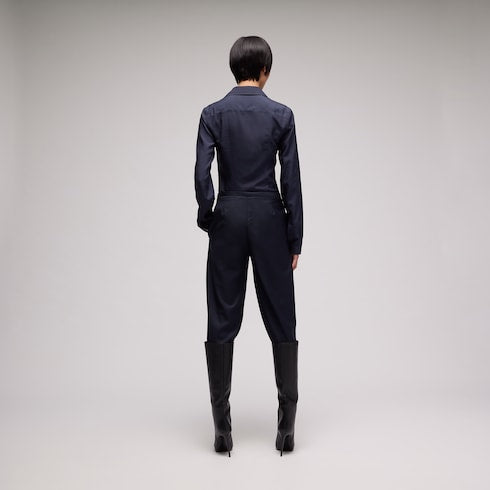 Silk poplin shirt - dark blue
