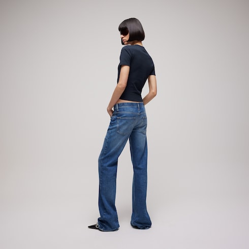 Cotton jersey T-shirt with Gucci crest - navy