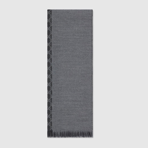 GG wool jacquard scarf - dark grey and light grey