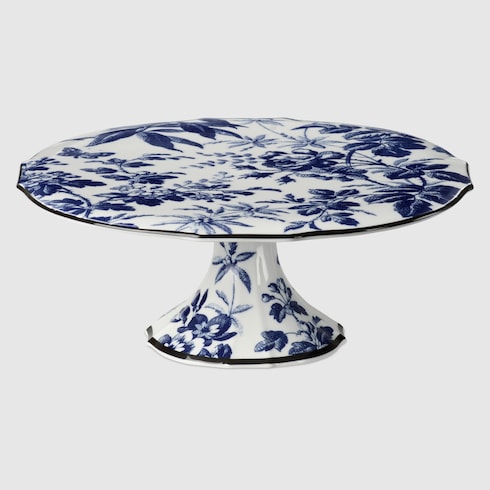 Herbarium cake stand - blue and white porcelain