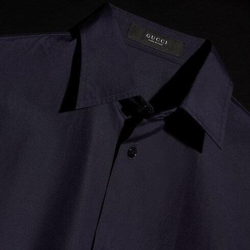 Piece dyed cotton poplin shirt - dark blue