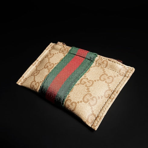 Mini pouch with Web - sand and brown GG canvas