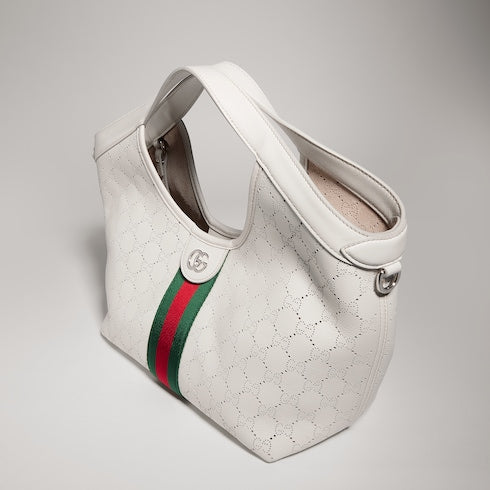 Gucci Giglio small tote bag - white GG leather