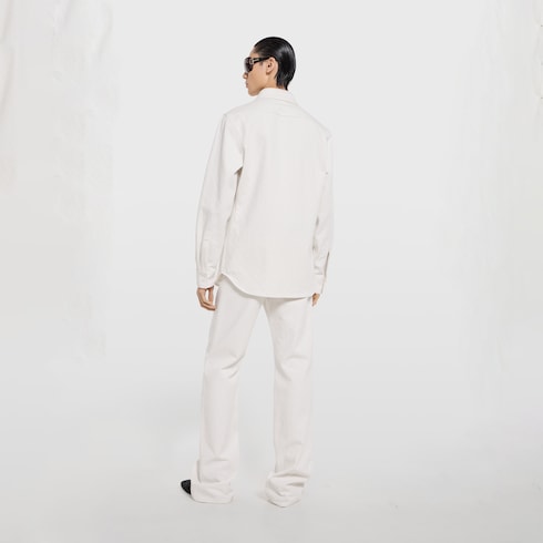 GG cotton denim jacquard pants - white