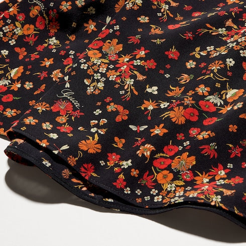 Printed silk dress - black and red