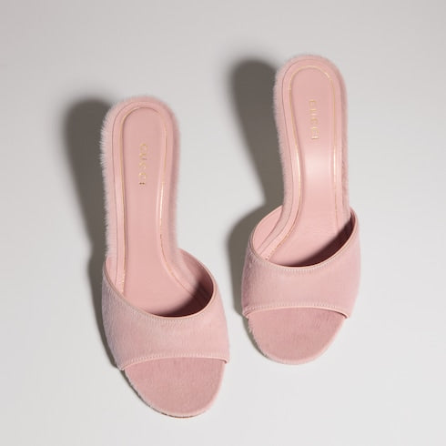 Women's Castello slide - light pink calf hair