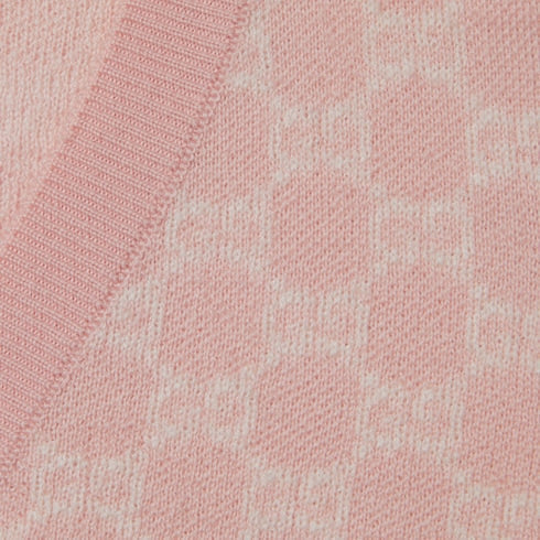 Baby GG wool jacquard cardigan - light pink and white